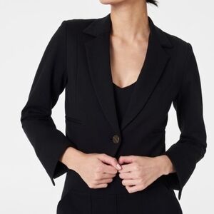 SPANX The Perfect Cropped Blazer Size Medium Ponte Black Single Breasted NWoT